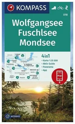 Kompass Carte Randonnée 018 Wolfgangsee, Fuschlsee, Mondsee