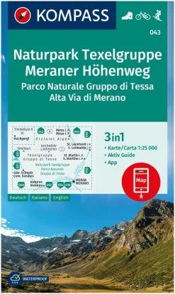 Kompass Carte Randonnée 043 Parc Naturel Texelgruppe, Meraner Höhenweg