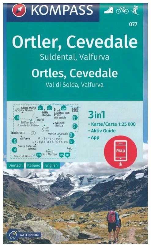 Kompass Carte Randonnée 077 Ortler, Cevedale 3 Kompass Carte Randonnée 077 Ortler, Cevedale