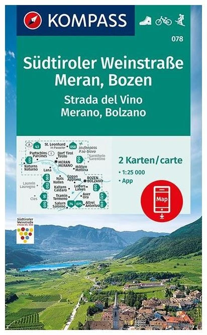 Kompass Carte Randonnée 078 Südtiroler Weinstraße, Bozen, Meran 3 Kompass Carte Randonnée 078 Südtiroler Weinstraße, Bozen, Meran