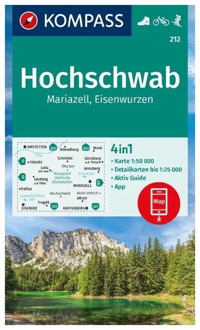Kompass Carte Randonnée 212 Hochschwab, Mariazell, Eisenwurzen 3 Kompass Carte Randonnée 212 Hochschwab, Mariazell, Eisenwurzen