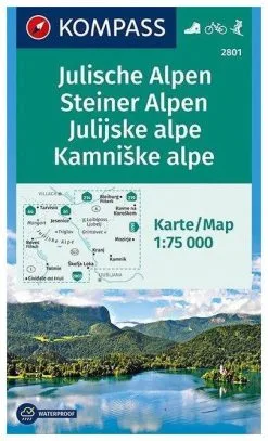 Kompass Carte Randonnée 2801 Julische Les Alpes, Steiner Les Alpes
