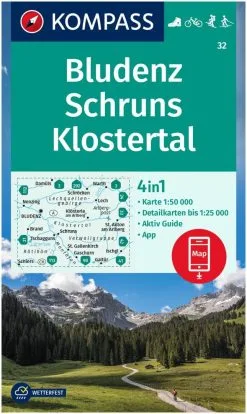 Kompass Carte Randonnée 32 Bludenz, Schruns, Klostertal