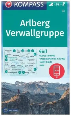 Kompass Carte Randonnée 33 Arlberg, Verwallgruppe