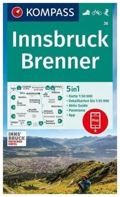 Kompass Carte Randonnée 36 Innsbruck, Brenner