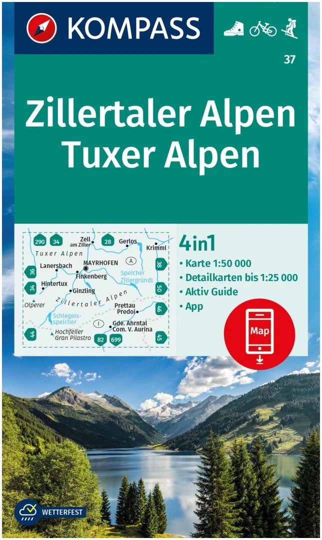Kompass Carte Randonnée 37 Zillertaler Les Alpes, Tuxer Les Alpes 3 Kompass Carte Randonnée 37 Zillertaler Les Alpes, Tuxer Les Alpes