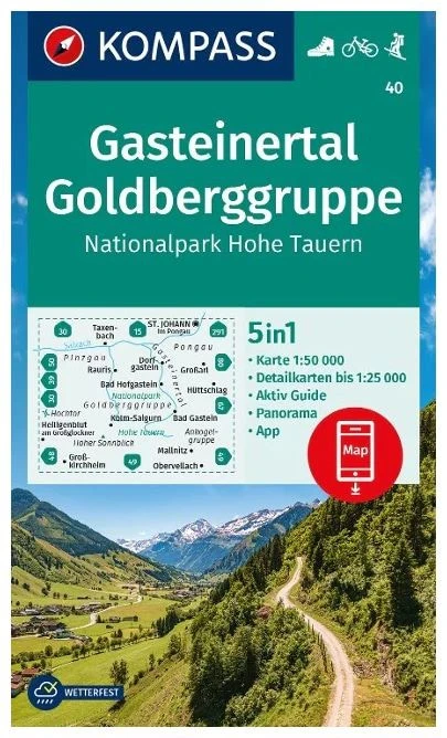 Kompass Carte Randonnée 40 Gasteiner Tal, Goldberggruppe 3 Kompass Carte Randonnée 40 Gasteiner Tal, Goldberggruppe