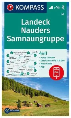 Kompass Carte Randonnée 42 Landeck, Nauders, Samnaungruppe