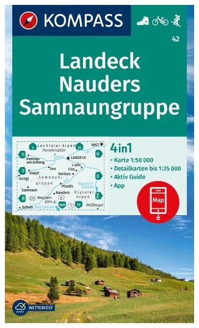 Kompass Carte Randonnée 42 Landeck, Nauders, Samnaungruppe 3 Kompass Carte Randonnée 42 Landeck, Nauders, Samnaungruppe