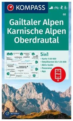 Kompass Carte Randonnée 60 Gailtaler Les Alpes, Karnische Les Alpes, Oberdrautal