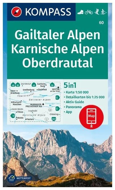 Kompass Carte Randonnée 60 Gailtaler Les Alpes, Karnische Les Alpes, Oberdrautal 3 Kompass Carte Randonnée 60 Gailtaler Les Alpes, Karnische Les Alpes, Oberdrautal