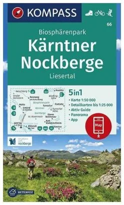 Kompass Carte Randonnée 66 Biosphärenpark Kärntner Nockberge, Liesertal