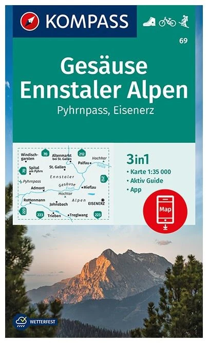 Kompass Carte Randonnée 69 Gesäuse, Ennstaler Les Alpes 3 Kompass Carte Randonnée 69 Gesäuse, Ennstaler Les Alpes