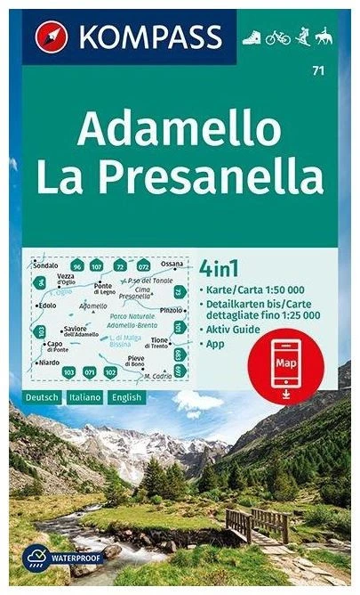 Kompass Carte Randonnée 71 Adamello, La Presanella 3 Kompass Carte Randonnée 71 Adamello, La Presanella