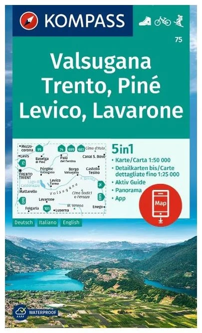 Kompass Carte Randonnée 75 Valsugana, Trento, Piné, Levico, Lavarone 3 Kompass Carte Randonnée 75 Valsugana, Trento, Piné, Levico, Lavarone