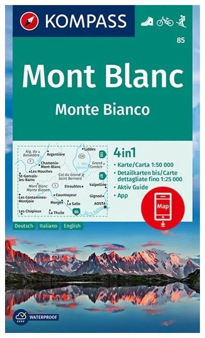 Kompass Carte Randonnée 85 Mont Blanc / Monte Bianco 3 Kompass Carte Randonnée 85 Mont Blanc / Monte Bianco