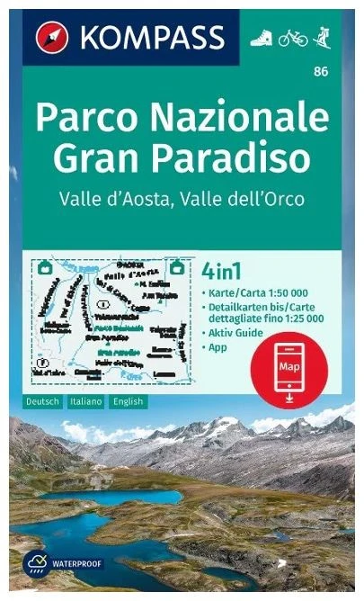 Kompass Carte Randonnée 86 Gran Paradiso, Valle D'Aosta, Valle Dell'Orco 3 Kompass Carte Randonnée 86 Gran Paradiso, Valle D'Aosta, Valle Dell'Orco