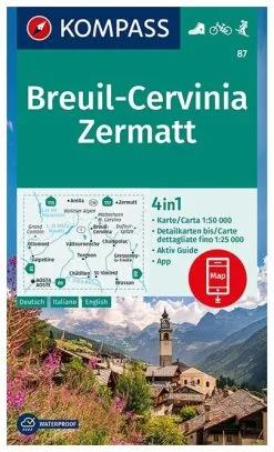 Kompass Carte Randonnée 87 Breuil, Cervinia, Zermatt