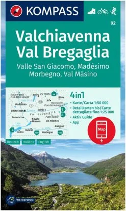 Kompass Carte Randonnée 92 Valchiavenna, Val Bregaglia