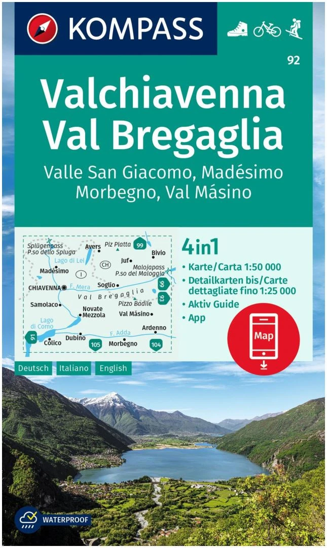 Kompass Carte Randonnée 92 Valchiavenna, Val Bregaglia 3 Kompass Carte Randonnée 92 Valchiavenna, Val Bregaglia
