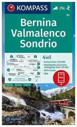 Kompass Carte Randonnée 93 Bernina, Valmalenco, Sondrio
