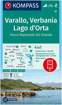 Kompass Carte Randonnée 97 Varallo, Verbania, Lago D'Orta